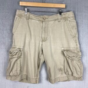 Vtg Aeropostale Cargo Shorts Mens 34 Khaki Utility Pockets Y2K Skate Baggy